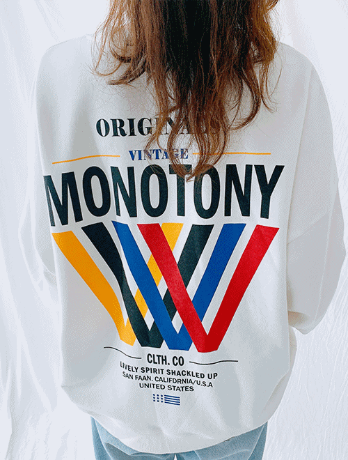 레인보우 모노 쭈리 맨투맨 (옐로우 소라 블랙) 빅사이즈 루즈핏 오버핏 백 프린팅 맨투맨 티셔츠